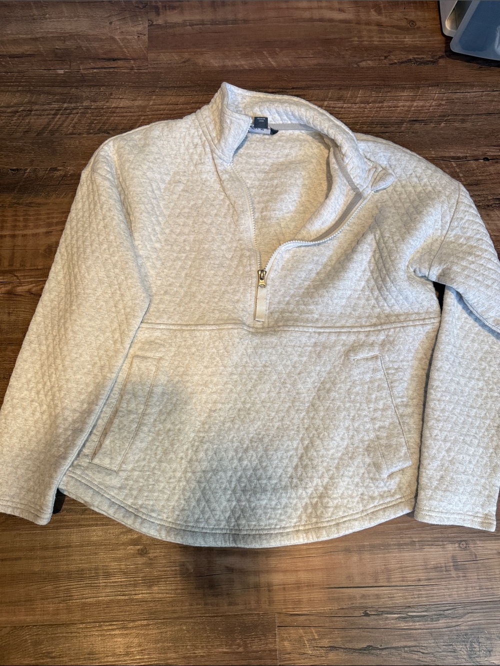 Eddie Bauer Cream Quilted Half-Zip Pullover